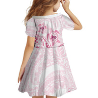 Pink White Polynesia Floral Sea Turtle Family Matching Off Shoulder Maxi Dress and Hawaiian Shirt LT14 - Polynesian Pride