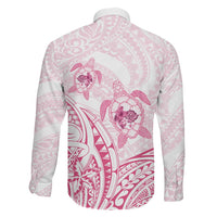 Pink White Polynesia Floral Sea Turtle Family Matching Puletasi and Hawaiian Shirt LT14 - Polynesian Pride