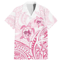 Pink White Polynesia Floral Sea Turtle Family Matching Summer Maxi Dress and Hawaiian Shirt LT14 Dad's Shirt - Short Sleeve White - Polynesian Pride