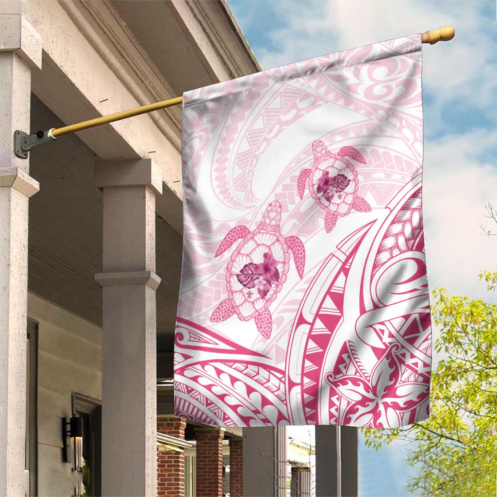Pink White Polynesia Floral Sea Turtle Garden Flag LT14 House Flag White - Polynesian Pride