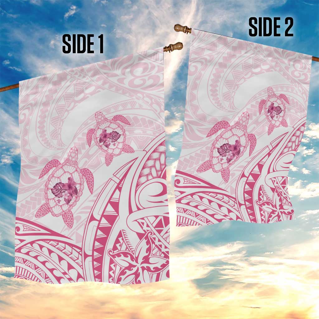Pink White Polynesia Floral Sea Turtle Garden Flag LT14 - Polynesian Pride