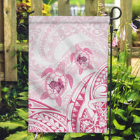 Pink White Polynesia Floral Sea Turtle Garden Flag LT14 Garden Flag White - Polynesian Pride