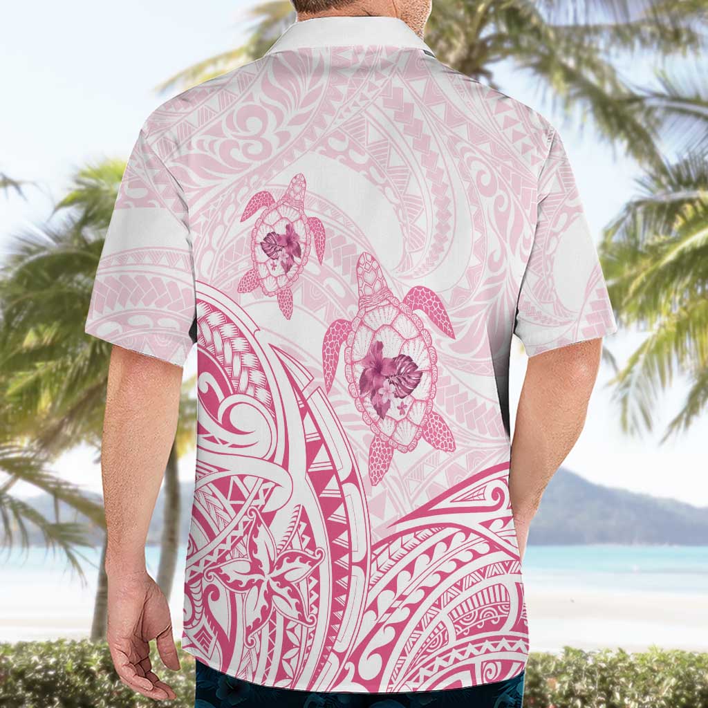 Pink White Polynesia Floral Sea Turtle Hawaiian Shirt - Polynesian Pride