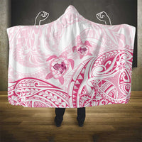 Pink White Polynesia Floral Sea Turtle Hooded Blanket LT14 - Polynesian Pride