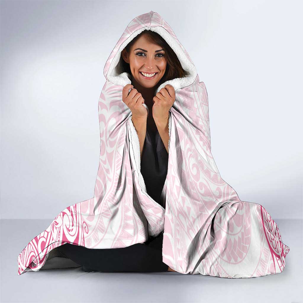 Pink White Polynesia Floral Sea Turtle Hooded Blanket LT14 - Polynesian Pride