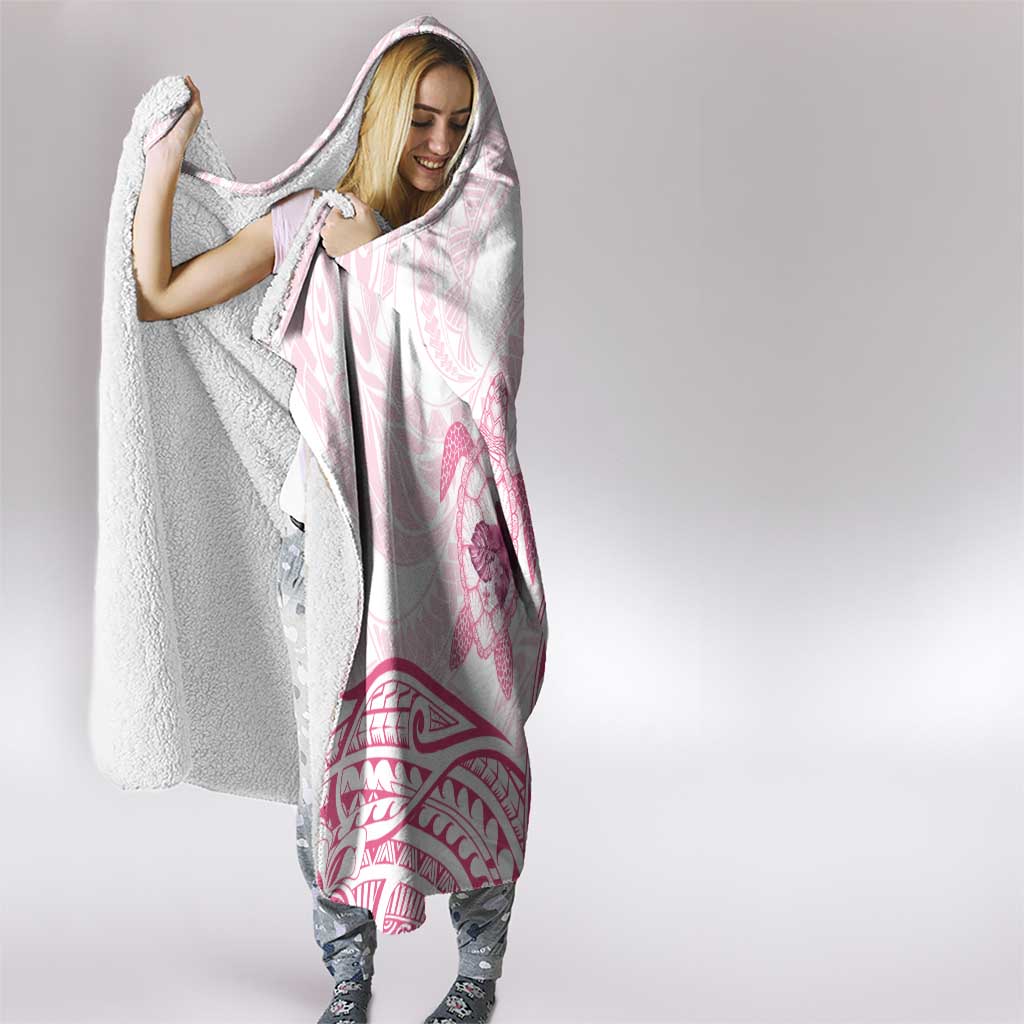 Pink White Polynesia Floral Sea Turtle Hooded Blanket LT14 - Polynesian Pride