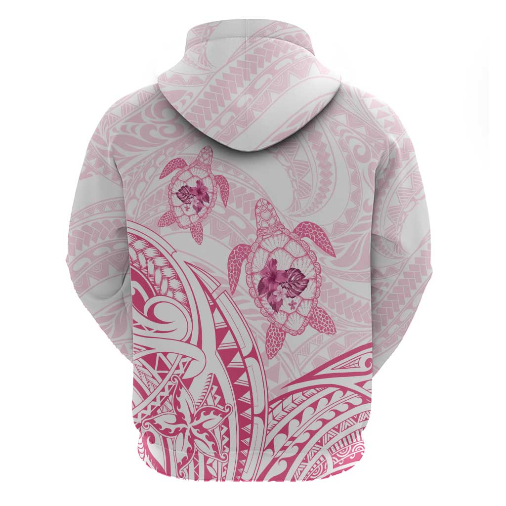 Pink White Polynesia Floral Sea Turtle Hoodie - Polynesian Pride