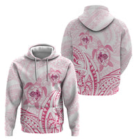 Pink White Polynesia Floral Sea Turtle Hoodie - Polynesian Pride