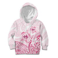 Pink White Polynesia Floral Sea Turtle Kid Hoodie - Polynesian Pride