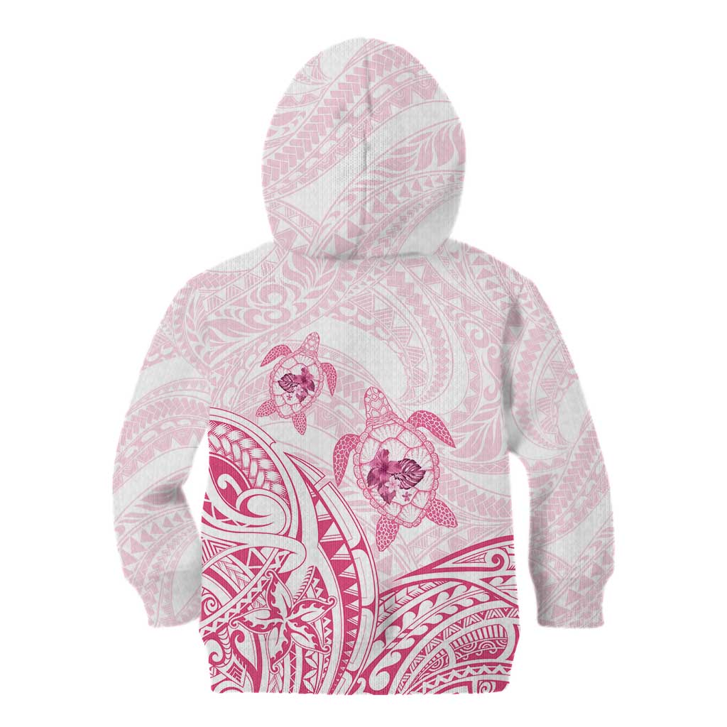 Pink White Polynesia Floral Sea Turtle Kid Hoodie - Polynesian Pride