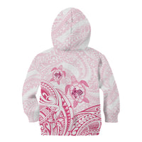 Pink White Polynesia Floral Sea Turtle Kid Hoodie - Polynesian Pride
