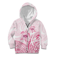 Pink White Polynesia Floral Sea Turtle Kid Hoodie - Polynesian Pride