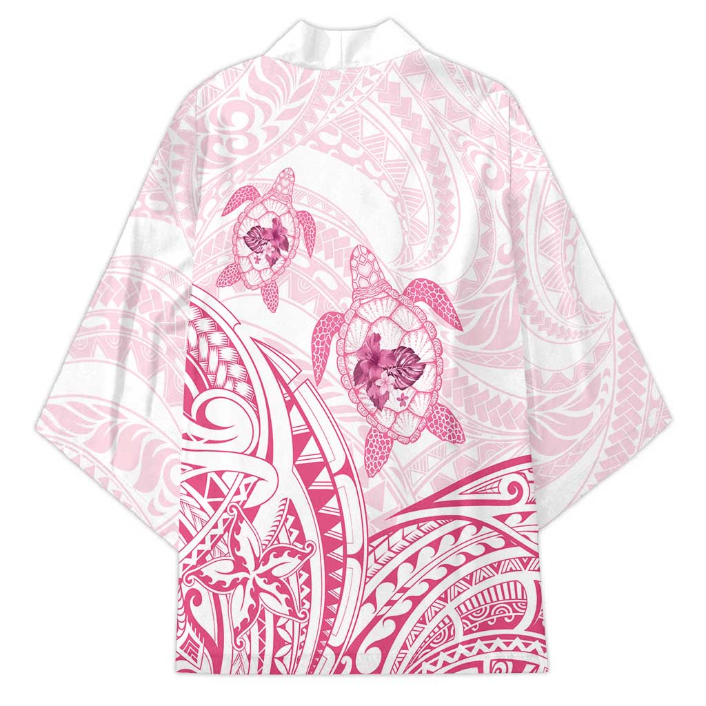 Pink White Polynesia Floral Sea Turtle Kimono LT14 - Polynesian Pride