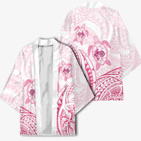 Pink White Polynesia Floral Sea Turtle Kimono LT14 - Polynesian Pride