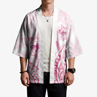 Pink White Polynesia Floral Sea Turtle Kimono LT14 - Polynesian Pride