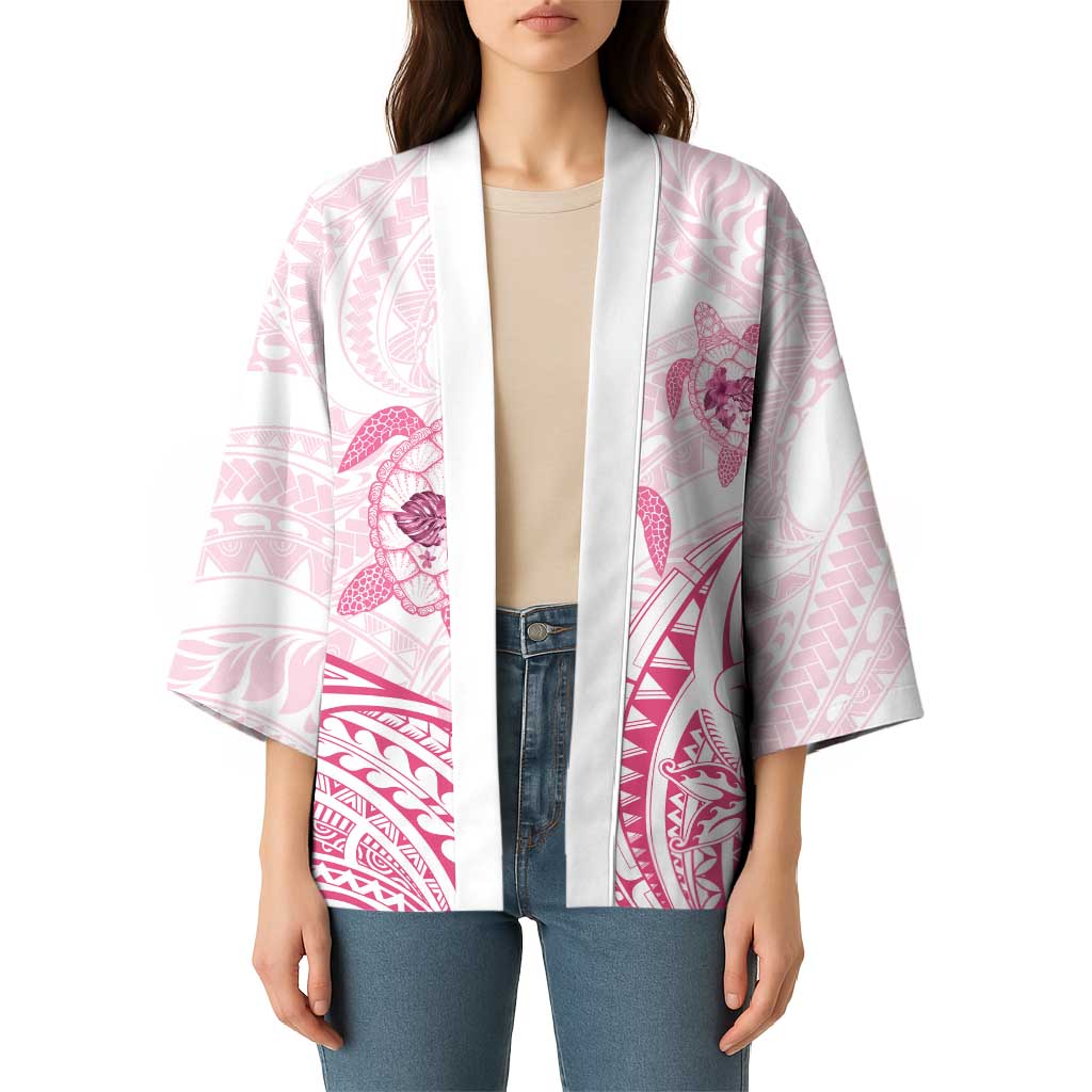 Pink White Polynesia Floral Sea Turtle Kimono LT14 - Polynesian Pride