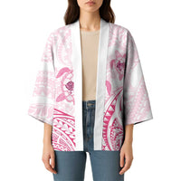 Pink White Polynesia Floral Sea Turtle Kimono LT14 - Polynesian Pride