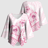 Pink White Polynesia Floral Sea Turtle Kimono Sleeve Blouse LT14 - Polynesian Pride