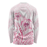 Pink White Polynesia Floral Sea Turtle Long Sleeve Shirt LT14 - Polynesian Pride