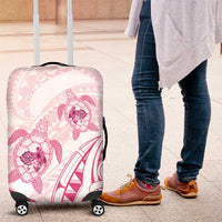 Pink White Polynesia Floral Sea Turtle Luggage Cover LT14 White - Polynesian Pride