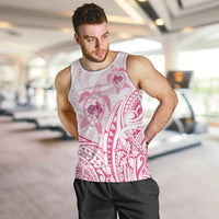 Pink White Polynesia Floral Sea Turtle Men Tank Top LT14 White - Polynesian Pride