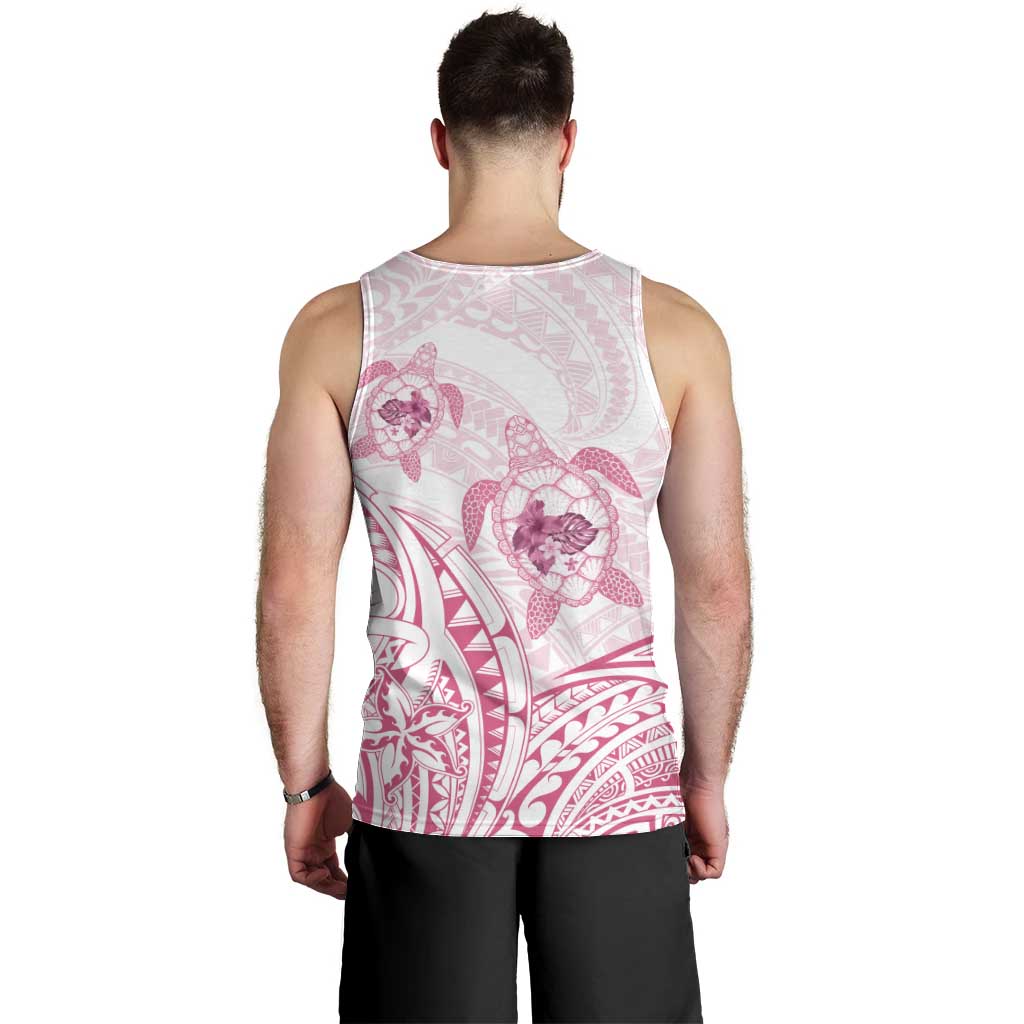 Pink White Polynesia Floral Sea Turtle Men Tank Top LT14 - Polynesian Pride