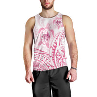 Pink White Polynesia Floral Sea Turtle Men Tank Top LT14 - Polynesian Pride