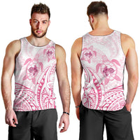 Pink White Polynesia Floral Sea Turtle Men Tank Top LT14 - Polynesian Pride