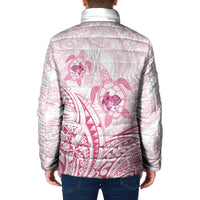 Pink White Polynesia Floral Sea Turtle Padded Jacket LT14 - Polynesian Pride