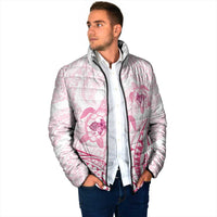 Pink White Polynesia Floral Sea Turtle Padded Jacket LT14 - Polynesian Pride