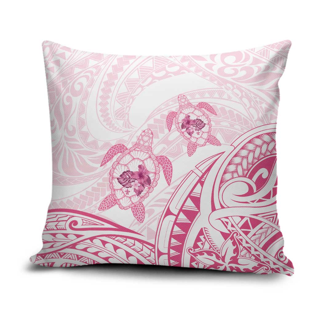 Pink White Polynesia Floral Sea Turtle Pillow Cover LT14 White - Polynesian Pride