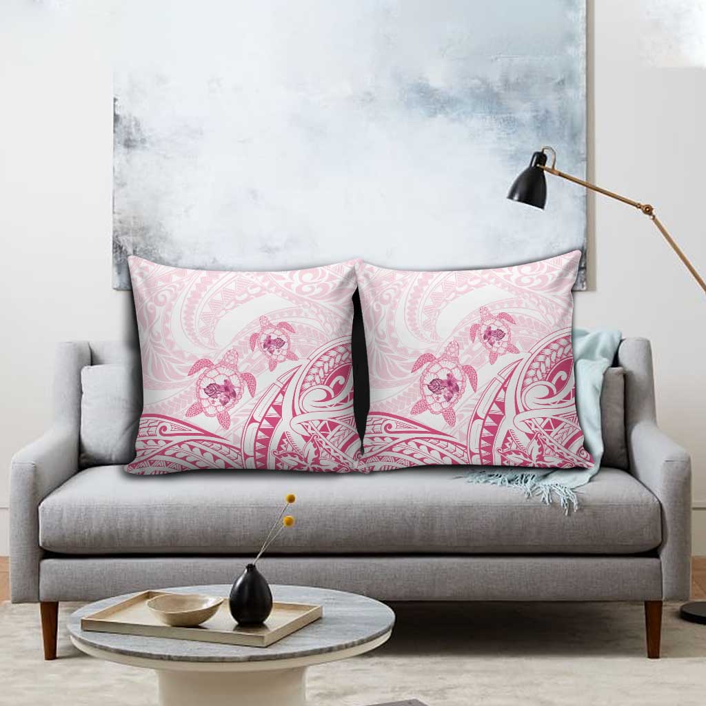 Pink White Polynesia Floral Sea Turtle Pillow Cover LT14 - Polynesian Pride