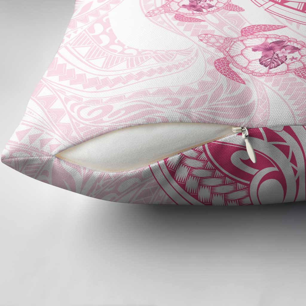 Pink White Polynesia Floral Sea Turtle Pillow Cover LT14 - Polynesian Pride