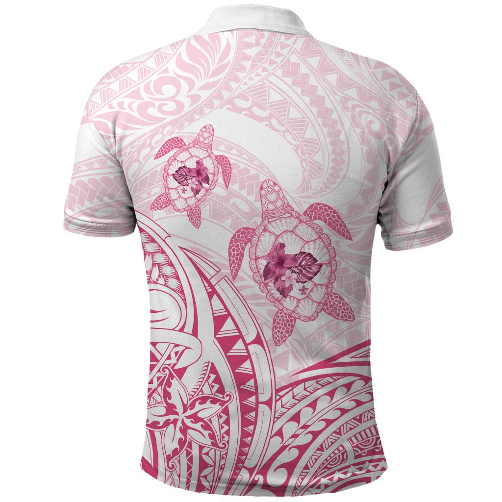 Pink White Polynesia Floral Sea Turtle Polo Shirt LT14 - Polynesian Pride