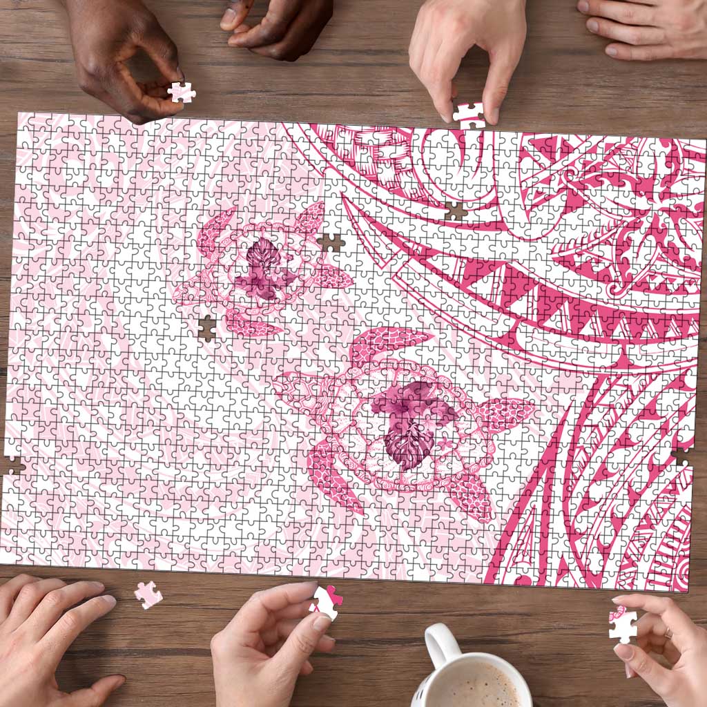 Pink White Polynesia Floral Sea Turtle Puzzle LT14 - Polynesian Pride