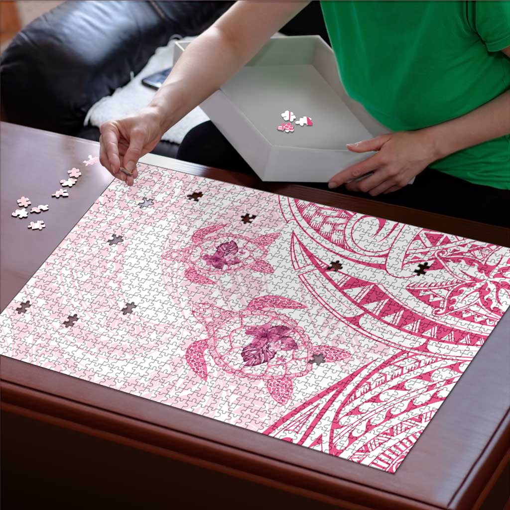 Pink White Polynesia Floral Sea Turtle Puzzle LT14 - Polynesian Pride