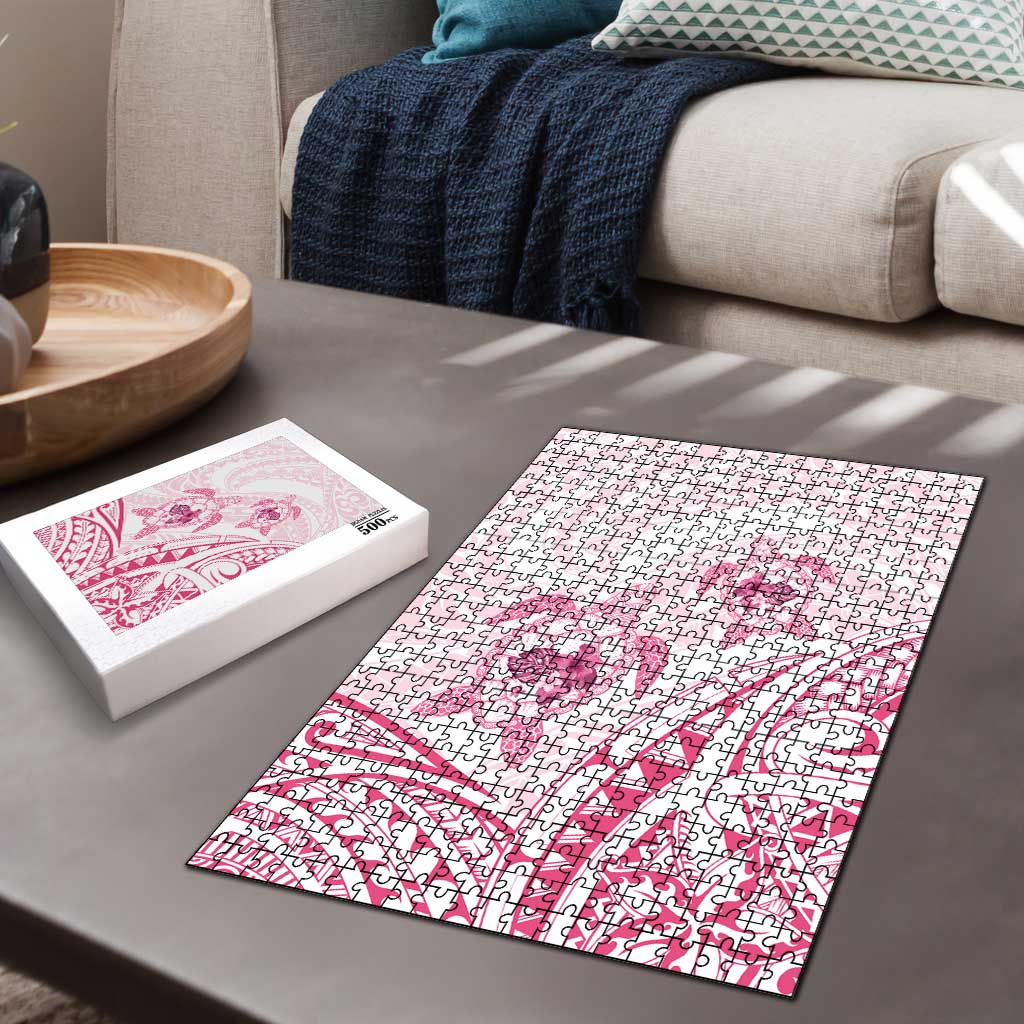 Pink White Polynesia Floral Sea Turtle Puzzle LT14 - Polynesian Pride