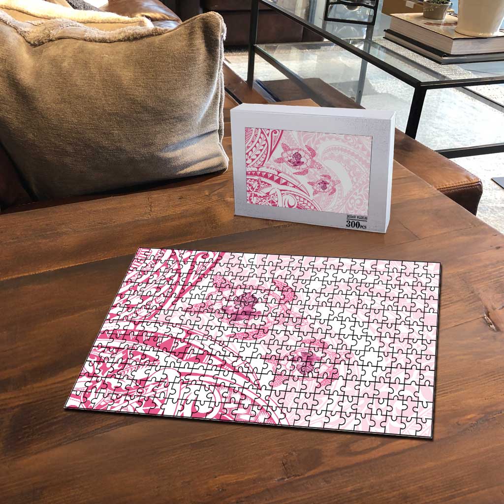 Pink White Polynesia Floral Sea Turtle Puzzle LT14 - Polynesian Pride