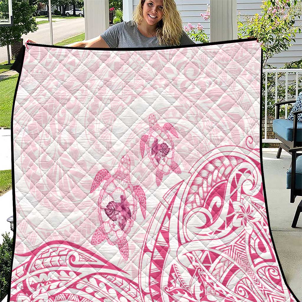 Pink White Polynesia Floral Sea Turtle Quilt LT14 White - Polynesian Pride