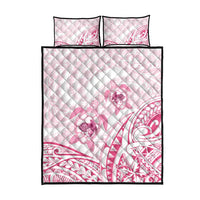 Pink White Polynesia Floral Sea Turtle Quilt Bed Set - Polynesian Pride