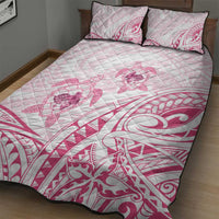 Pink White Polynesia Floral Sea Turtle Quilt Bed Set - Polynesian Pride