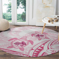 Pink White Polynesia Floral Sea Turtle Round Carpet LT14 - Polynesian Pride