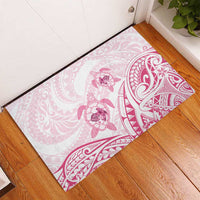 Pink White Polynesia Floral Sea Turtle Rubber Doormat LT14 - Polynesian Pride