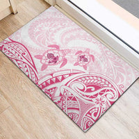 Pink White Polynesia Floral Sea Turtle Rubber Doormat LT14 - Polynesian Pride
