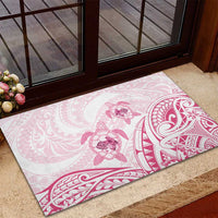 Pink White Polynesia Floral Sea Turtle Rubber Doormat LT14 - Polynesian Pride