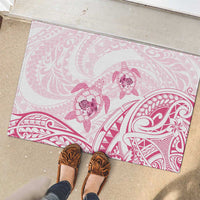 Pink White Polynesia Floral Sea Turtle Rubber Doormat LT14 - Polynesian Pride
