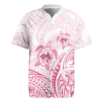 Pink White Polynesia Floral Sea Turtle Rugby Jersey LT14 White - Polynesian Pride