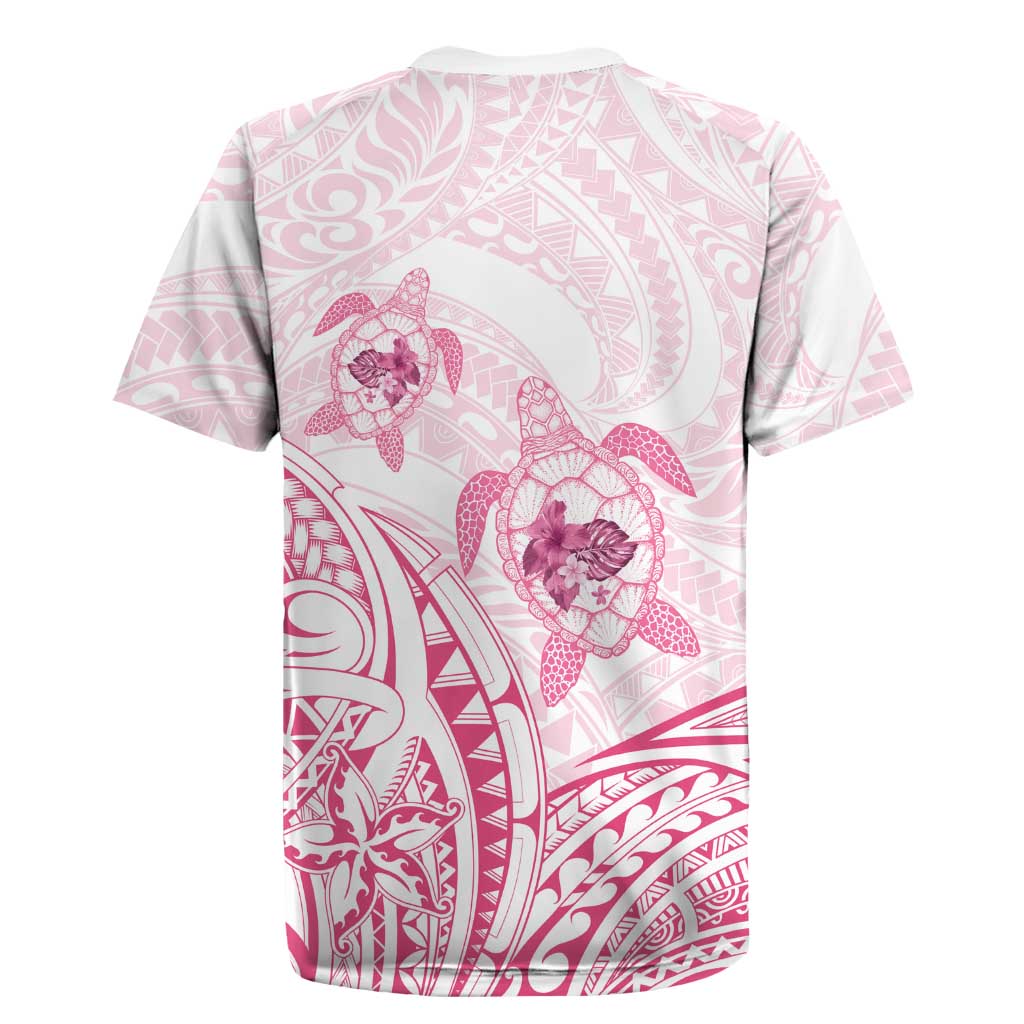 Pink White Polynesia Floral Sea Turtle Rugby Jersey LT14 - Polynesian Pride