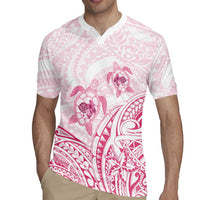 Pink White Polynesia Floral Sea Turtle Rugby Jersey LT14 - Polynesian Pride