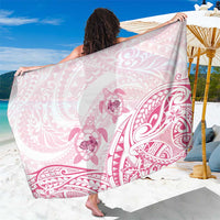 Pink White Polynesia Floral Sea Turtle Sarong LT14 One Size 44 x 66 inches White - Polynesian Pride